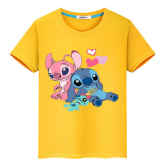 t shirt for kids boy 10years Print 100%Cotton disney stitch anime Tops Stitch Disney Kawaii Short pride tshirt y2k girls clothes