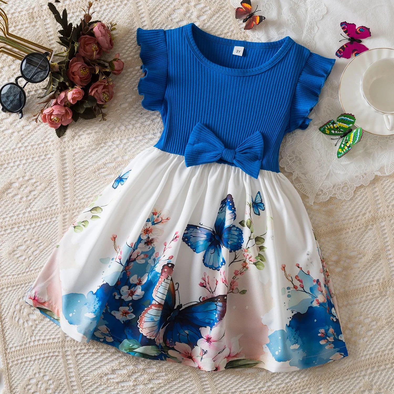 Black Rose Flower Dress for Girls 3 to 8 Years Summer Casual Girl Clothes Ruffles Tulle Elegant Princess Birthday Party Dress